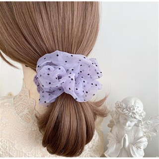 Dây buộc tóc, cột tóc vải scrunchies chiffon chấm bi siêu đẹp