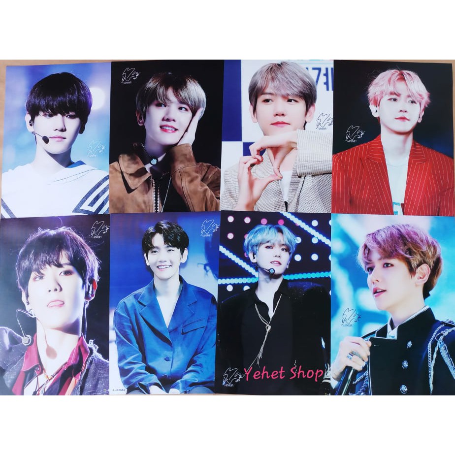 Bộ 8 poster chữ ký EXO Chanyeol Baekhyun Sehun