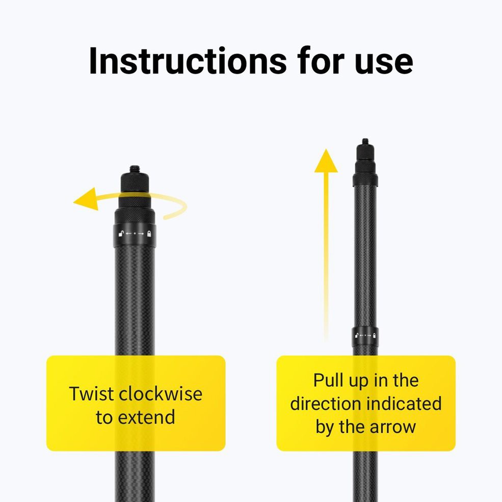 Gậy Chụp Ảnh 1.5m Bằng Sợi Carbon Siêu Dài Có Thể Điều Chỉnh Cho Insta360 | BigBuy360 - bigbuy360.vn