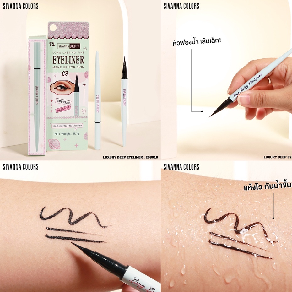 Bút Dạ Kẻ Mắt Nước Lâu Trôi Sivanna Màu Đen Long Lasting Fine Eyeliner ES8016