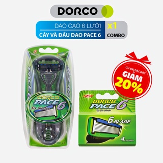 Bộ Dao cạo và Vỉ 04 đầu cạo râu 6 lưỡi DORCO PACE 6