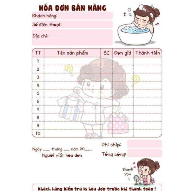 ❤️HOÁ ĐƠN BÁN HÀNG 1 LIÊN CUỐN LỚN 100 tờ