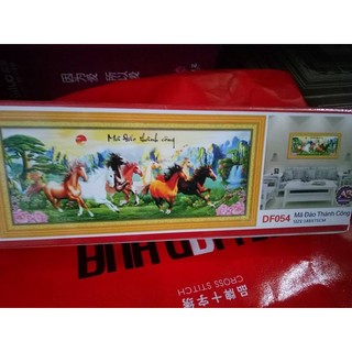 Tranh gắn đá ngựa mã đáo thành công DF054-188x75cm