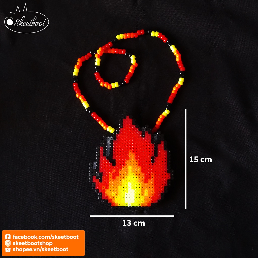 Vòng kandi ngọn lửa CÓ ĐÈN LED - vòng cổ perler flame - phụ kiện edm festival đẹp Hà Nội