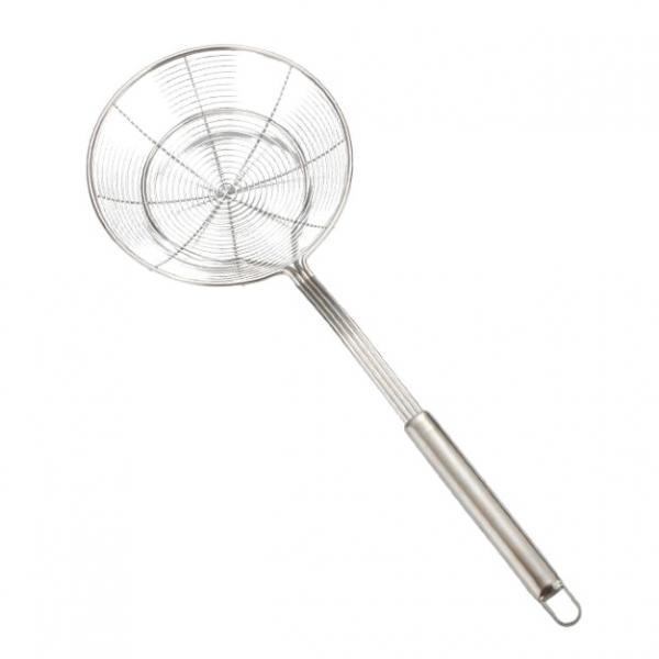 Hot-Stainless Steel Skimmer Chinese Indian Strainer Ladle Frying Chicken 14cm