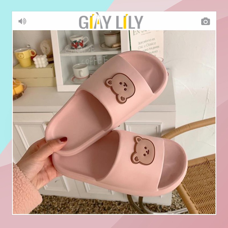 Dép bánh mì quai ngang nữ mẫu mới Hottrend 2021 Hình gấu Cute Mềm Êm