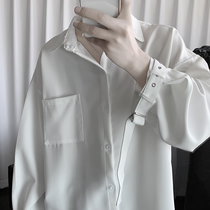 Áo sơ mi đen trắng thiết kế cổ tay độc lạ