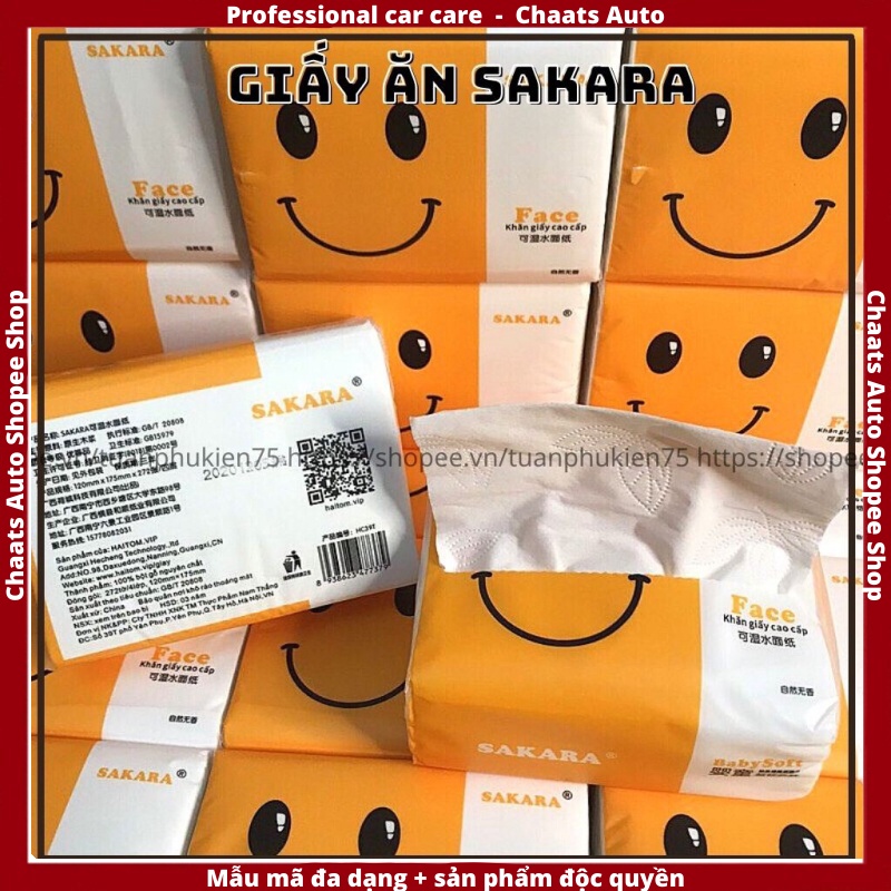 Giấy ăn loại 1   Freeship  Hàng chính hãng  1 Thùng 30 Gói - Giấy Ăn Cao Cấp SAKARA, Siêu Mịn, Siêu Dai, 4 Lớp