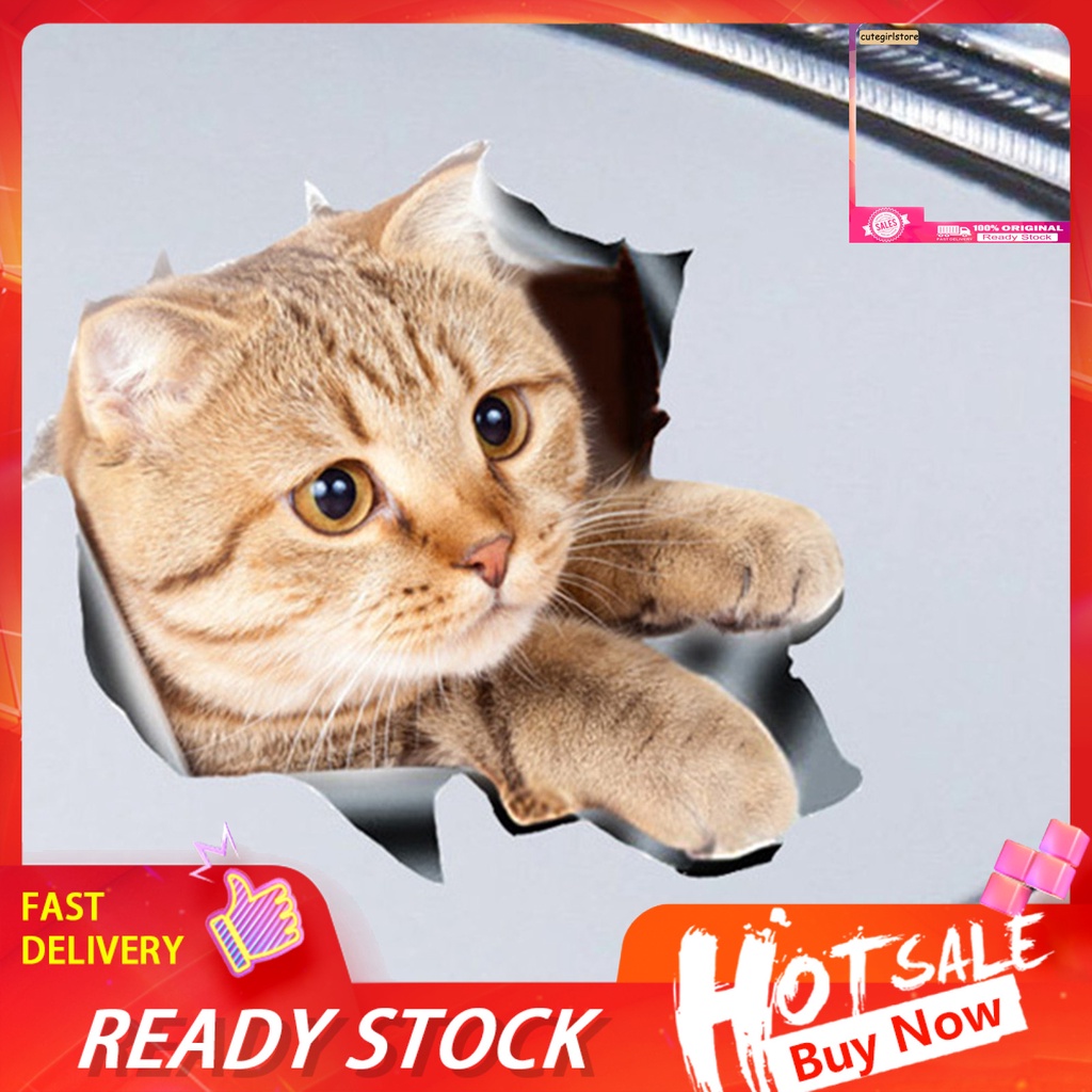 Miếng Dán Trang Trí Xe Hơi Tạo Hiệu Ứng 3D Chống Nước Không Phai Hình Mèo Dễ Thương