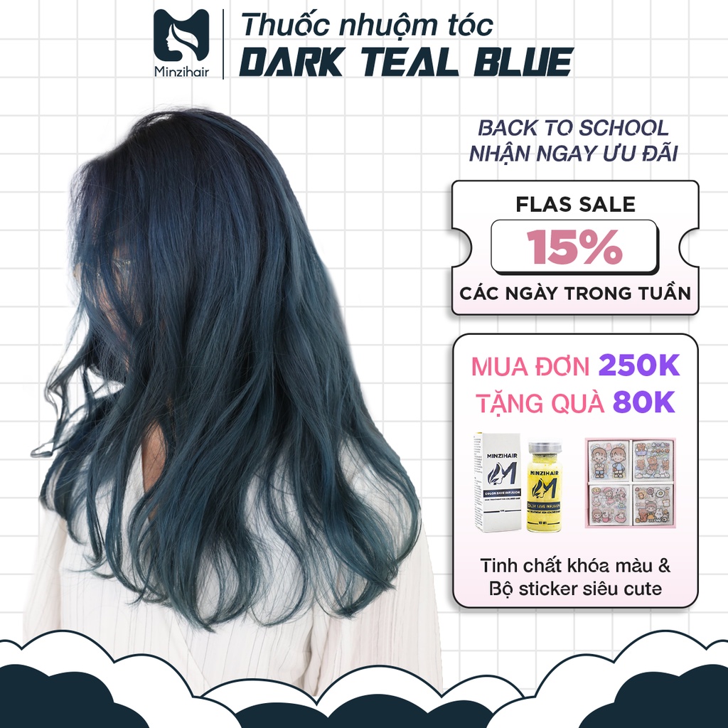 Thuốc Nhuộm Tóc Đậm Đặc Màu DARK TEAL BLUE - Trend 2022 - Minzihair HN