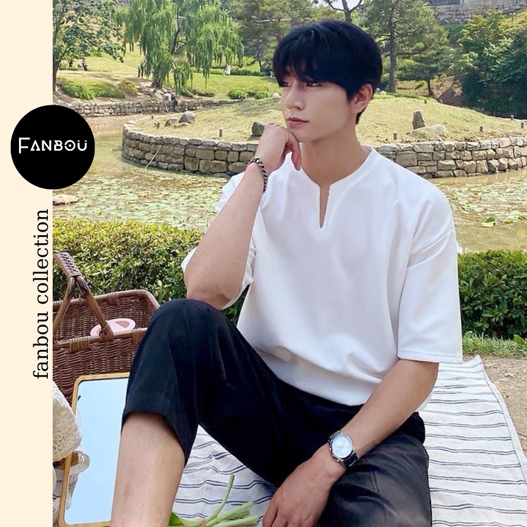 Áo thun cotton nam cổ xẻ V tay ngắn | BigBuy360 - bigbuy360.vn