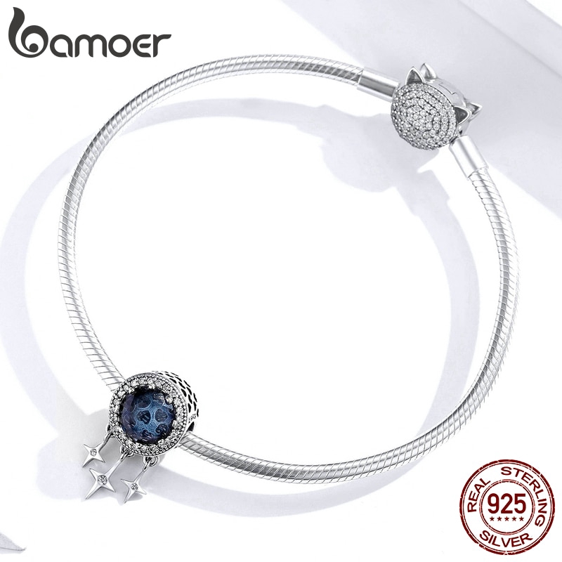 Hạt Charm Bamoer SCC1432 bạc 925 Lấp Lánh Độc Đáo Dùng Làm Trang Sức Thủ Công
