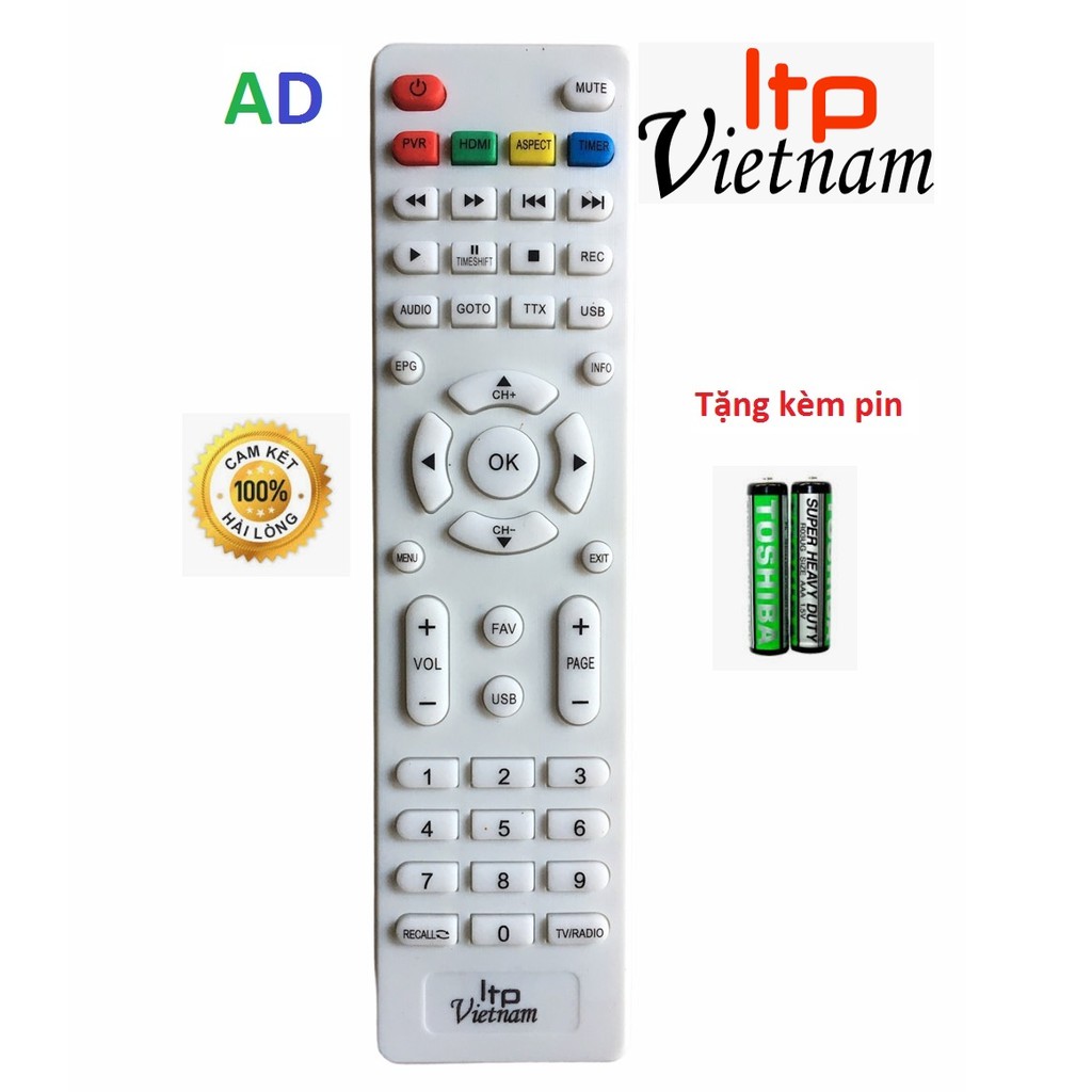 REMOTE ĐIỀU KHIỂN ĐẦU THU LTP VIỆT NAM - TẶNG KÈM PIN - ĐIỀU KHIỂN ĐẦU THU TRUYỀN HÌNH LTP VIỆT NAM MÀU TRẮNG