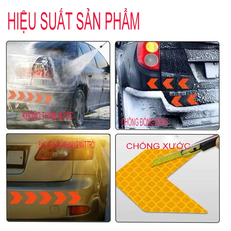 Decal dán xe ô tô – Bộ Decal trang trí xe ô tô hình mũi tên cảnh báo nguy hiểm VER 2