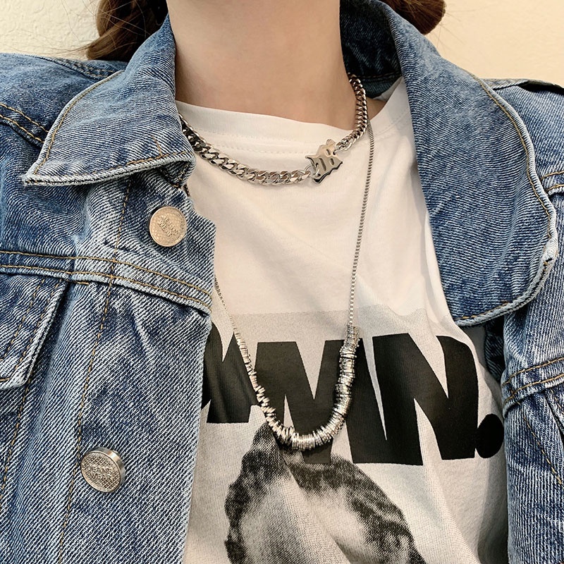 Vòng cổ Thép Titan Mặt Chữ Thời Trang Hip Hop