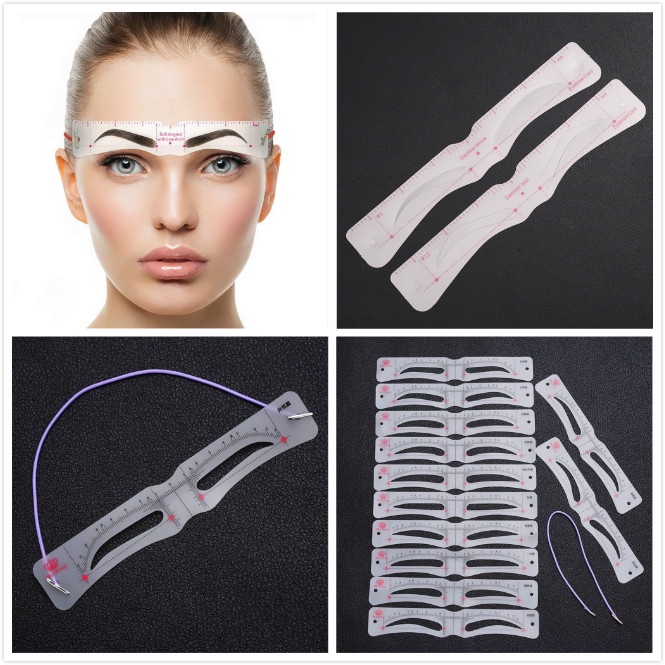 Set 12 Khuôn Vẽ Lông Mày Trang Điểm Tự Nhiên Cho Nữ