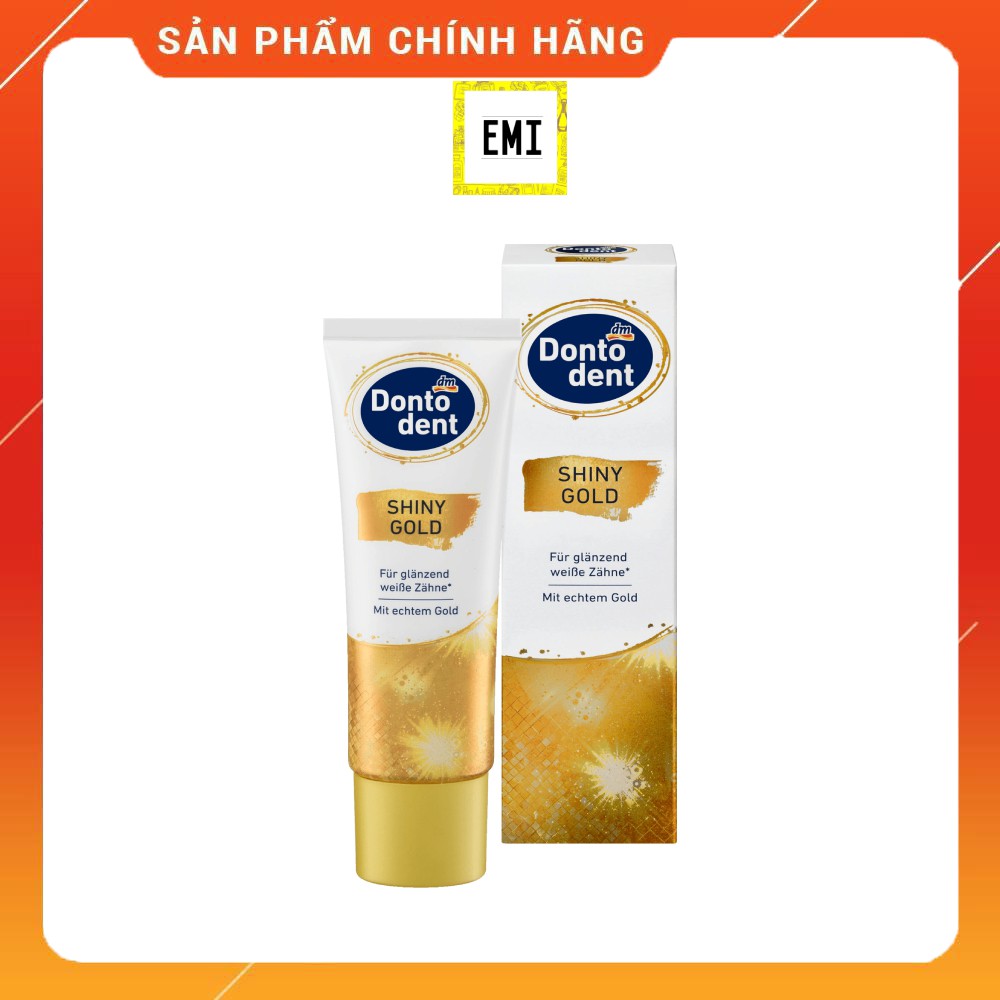 Kem đánh răng Dontodent shiny gold - chứa siêu phân tử vàng - Hàng chuẩn Đức