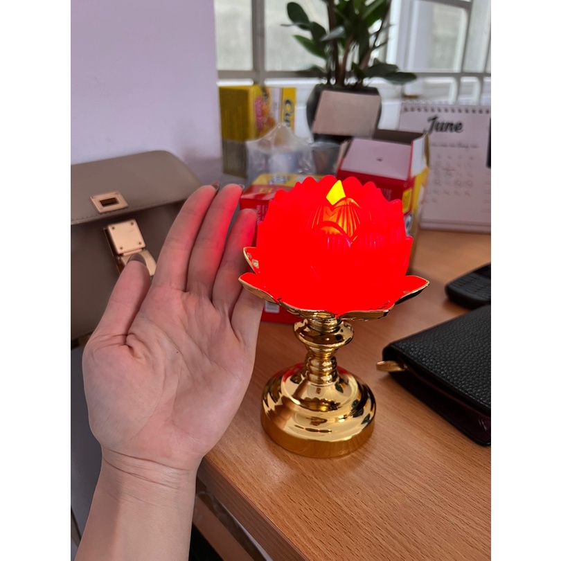 Bộ Đèn thờ vĩnh cửu, sử dụng pin, kiểu đèn dầu rất đẹp, dùng để bàn thờ, thờ phật, bóng led tiết kiệm pin