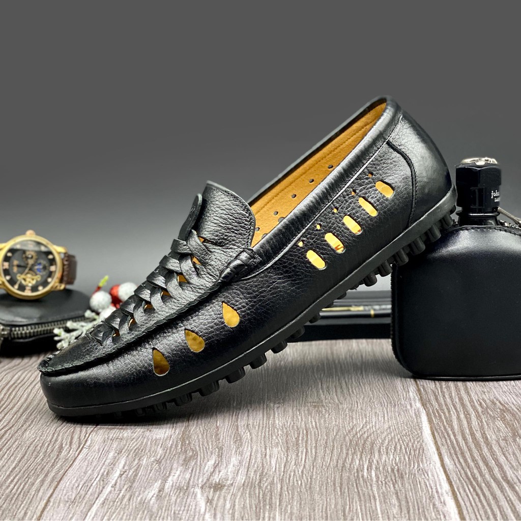 Giày lười nam LEXSHOES giày da bò LS05 cao cấp bảo hành 1 năm