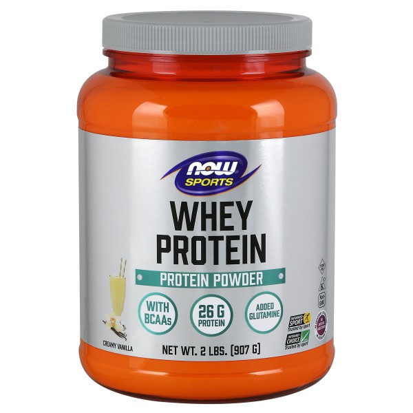 Thực phẩm bảo vệ sức khỏe Now sports Whey Protein Creamy Vanilla Powder bổ sung protein cho người luyện tập hộp 907 gram