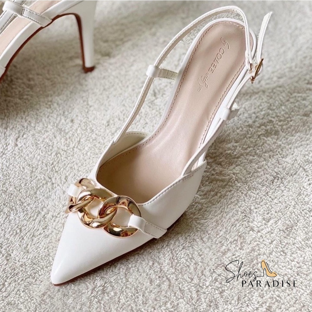 Giày cao gót nữ nhọn mũi nhọn gót nhọn 7p viền xích thời trang Shoes Paradise BBXK18