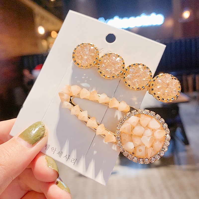 Combo 2-3 Kẹp Tóc Hợp Kim Đính Đá Và Ngọc Trai Giả/Nhân Tạo Thời Trang Xinh Xắn Cho Nữ