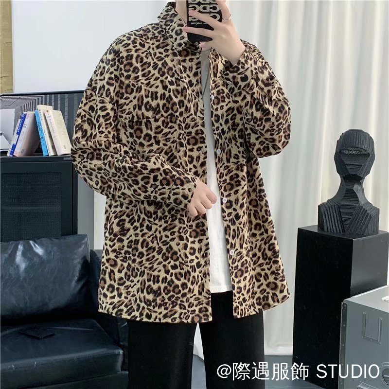 Áo Sơ Mi Tay Dài In Họa Tiết Da Báo Kiểu Vintage Cá Tính | BigBuy360 - bigbuy360.vn
