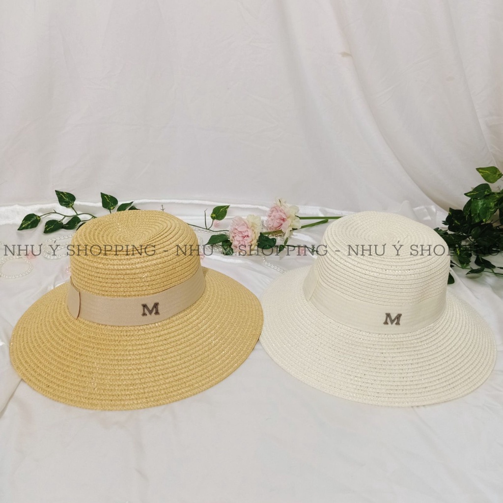 Mũ cói nón cói mềm cho nữ chữ M vành nhỏ nhiều màu hình chụp thật_q12mM