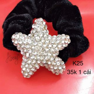 Cột tóc nhung đính đá trắng