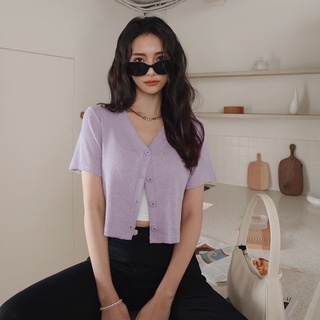 Áo dệt kim dáng ngắn cổ chữ V nữ Air Space Lady 2211821015