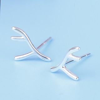 [ Bạc S925 ] Bông Tai Nụ Bạc hình Sừng Hươu  -Khuyên Tai Bạc Ý thiết kế Kiểu Hàn Quốc - Hoa Tai Bạc