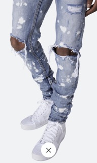 Bleached waxed zipper jeans