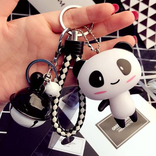 Bộ móc khóa Gấu PANDA siêu dễ thương kèm bộ chuông, dây da cao cấp MKDT08