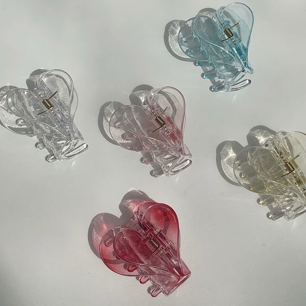 Kẹp tóc hình trái tim màu hồng thời trang phong cách Hàn Quốc