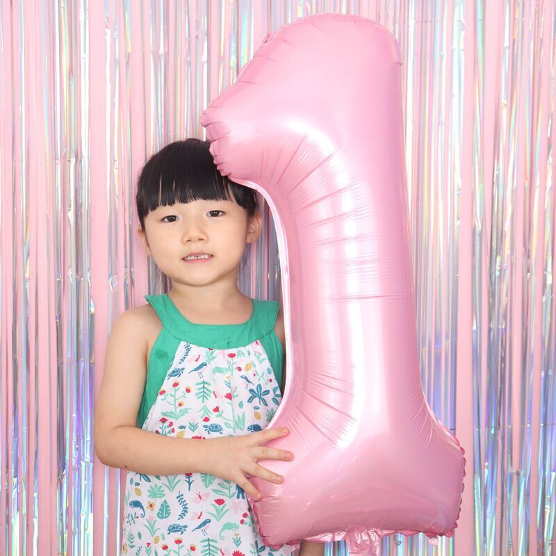 Bong bóng số màu hồng/ xanh dương 3 inch trang trí tiệc đẹp mắt