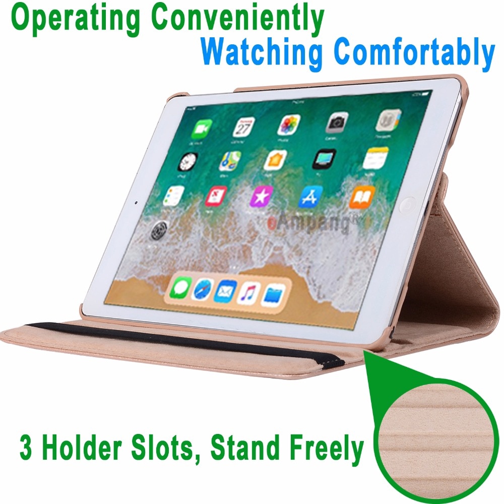 iPad 9.7 2018 2017 Case iPad Air 2 Air 1 5 6 5th 6th Generation Cover 360 Degree Rotating Flip Shockproof Leather Smart Sleep Wake Stand Tablet Protective Shell Skin