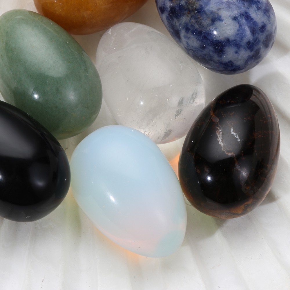 WONDERFUL for Collection Healing|Blue Point Jade Egg Pattern Natural|Healing Black Obsidian White|Home Statue Natural Mini Ornament