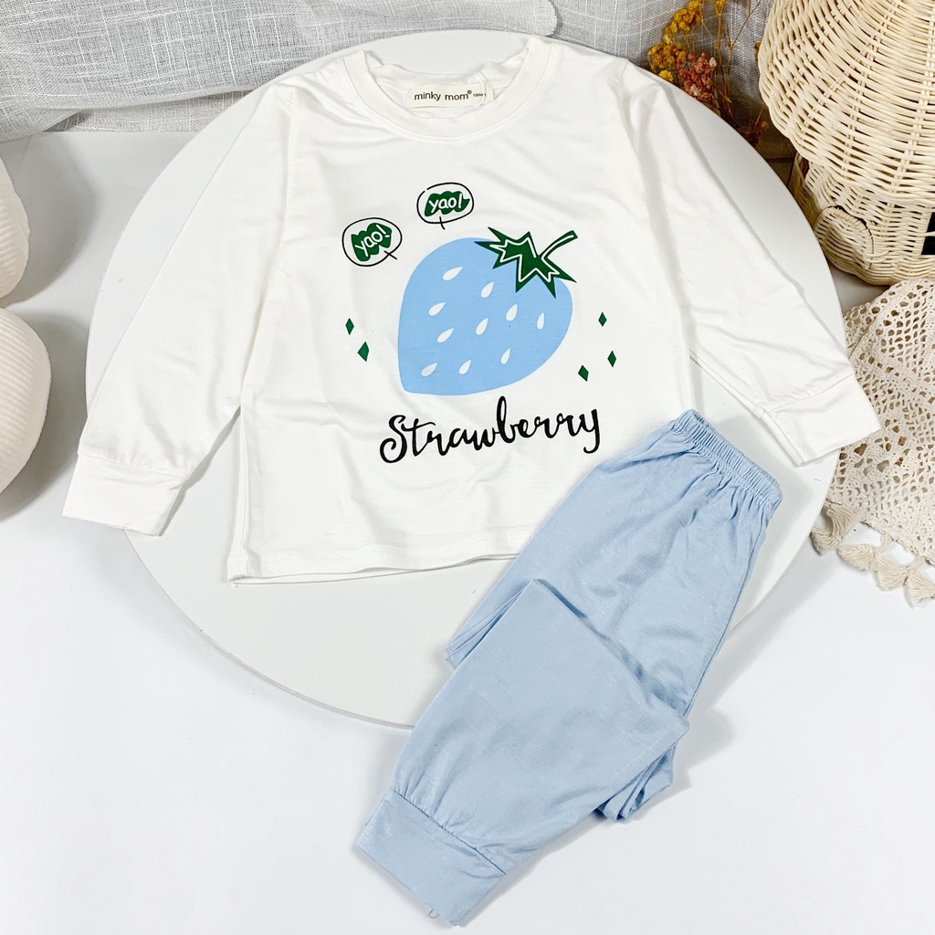 [SZ ĐẠI] Bộ Quần Áo Bé Gái, Bé Trai Minky Mom Vải Thun Lạnh Voi Hồng, Bộ Dài Tay Cho Bé Mặc Nhà Thu Đông MKMTD2206