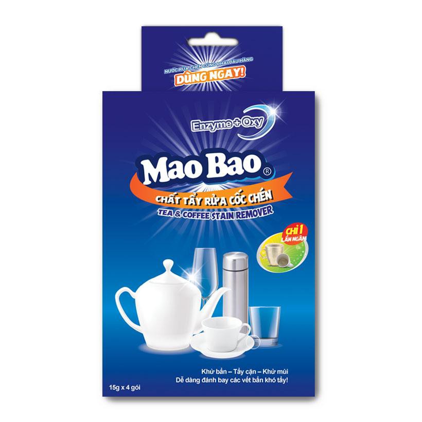 Chất Tẩy Rửa Cốc Chén - Tea & Coffee Stain Remover Mao Bao 15g x 4 gói