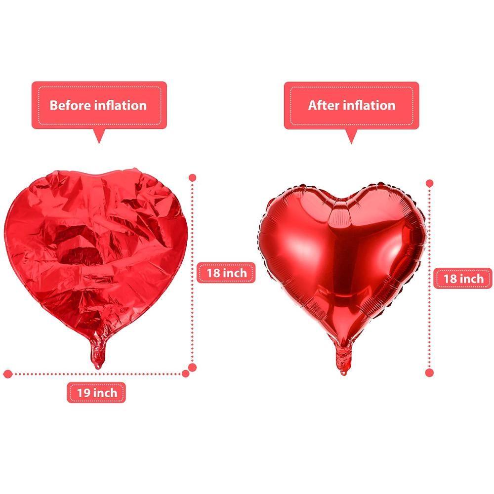 Set 1 / 10 Bong Bóng Nhôm Hình Trái Tim Kích Thước Lớn Cho Ngày Valentine / Sinh Nhật
