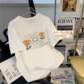 Áo thun FASHMILY 100% cotton tay ngắn cổ tròn in họa tiết hoạt hình trẻ trung dành cho nữ