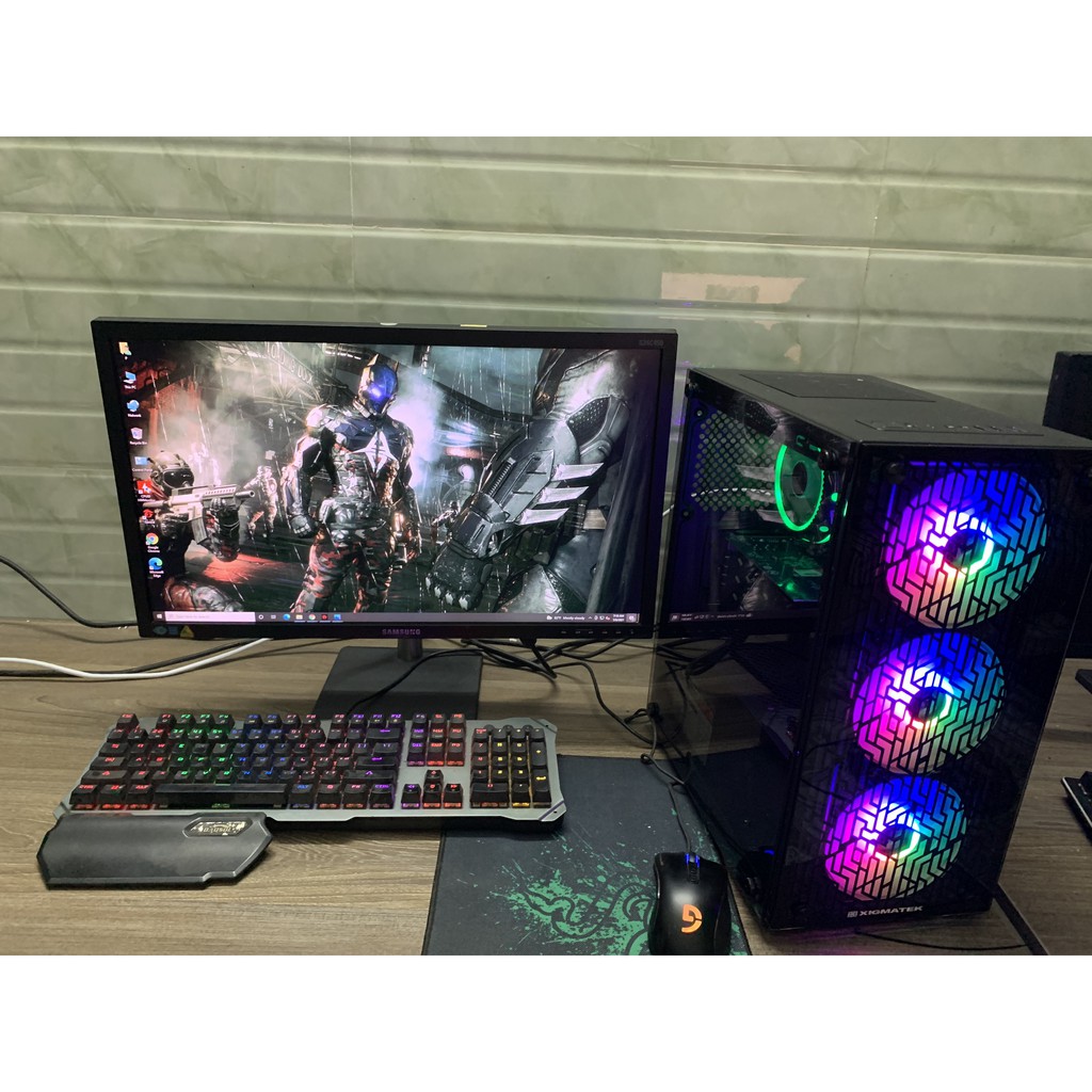 Bộ Máy Tính Bàn PC Chiến Game nặng Liên Minh GTA5 FO4 Đột Kích Võ Lâm..Màn hình 24in cong new 75hz 3.0