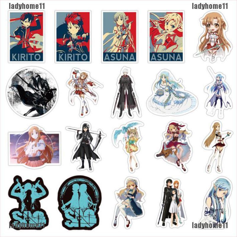 Set 11 Miếng Dán Trang Trí Hình Nhân Vật Hoạt Hình Sword Art Online