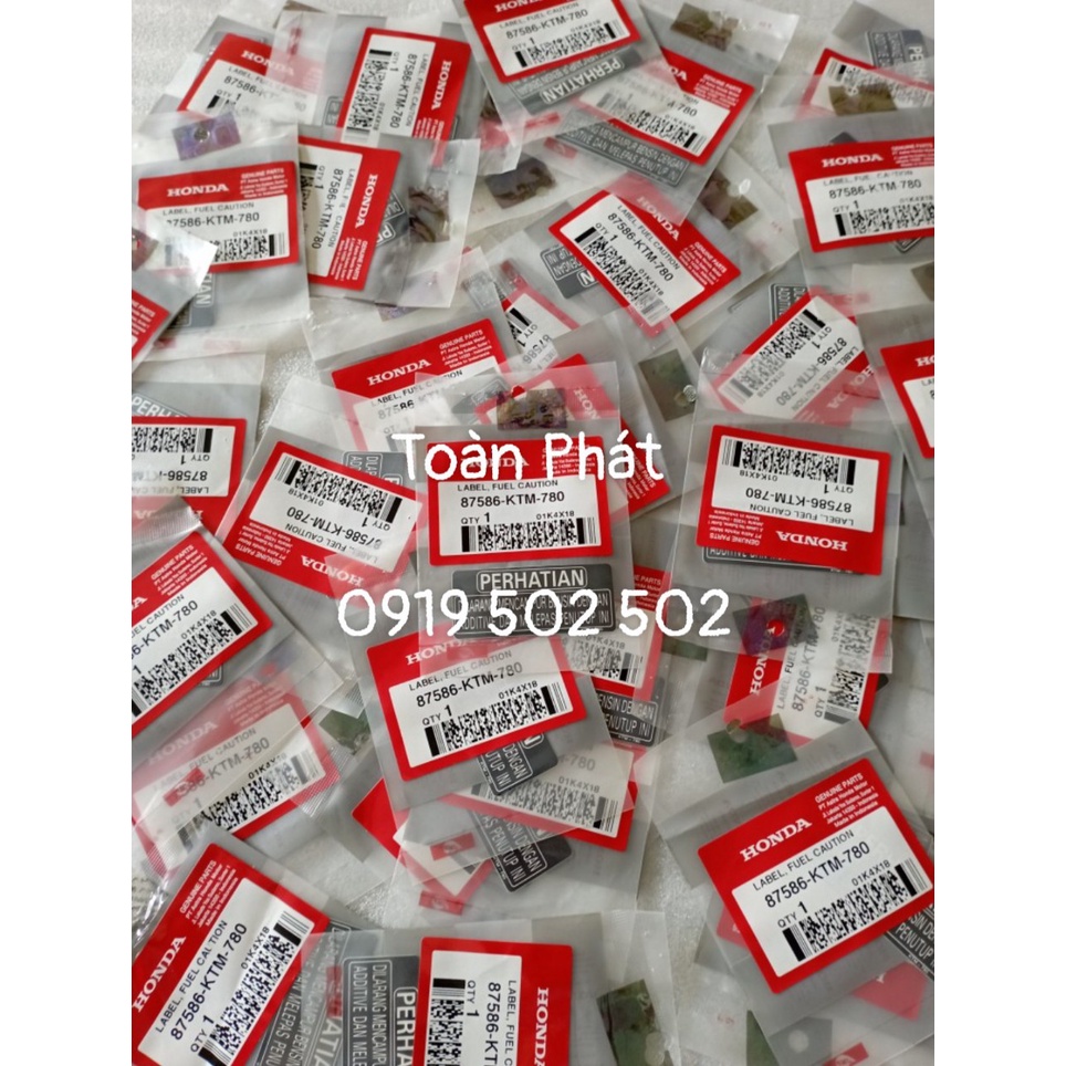 TEM THÔNG SỐ NẮP BÌNH XĂNG SONIC - 87586KTM780 - SONIC 150R CHÍNH HÃNG HONDA INDONESIA