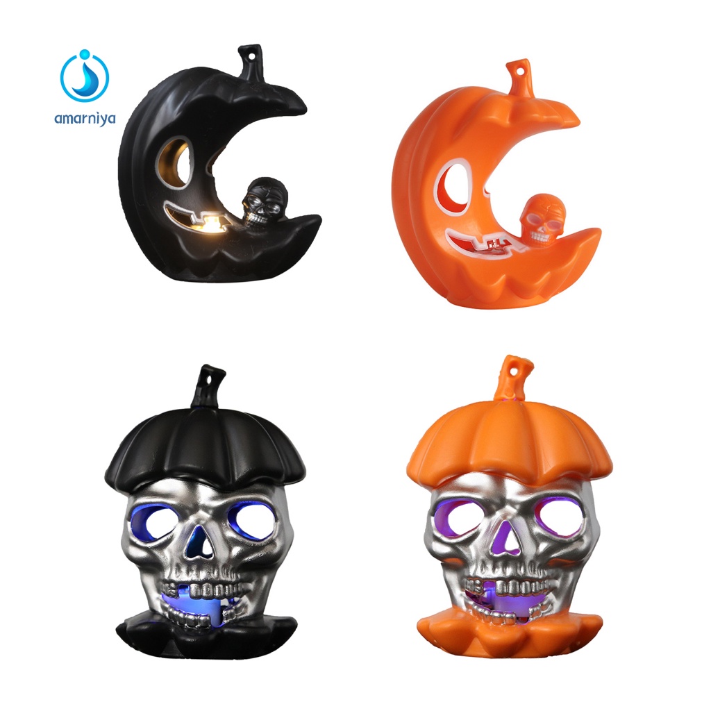 Đèn Lồng LED Mini Hình Đầu Lâu Bí Ngô Halloween