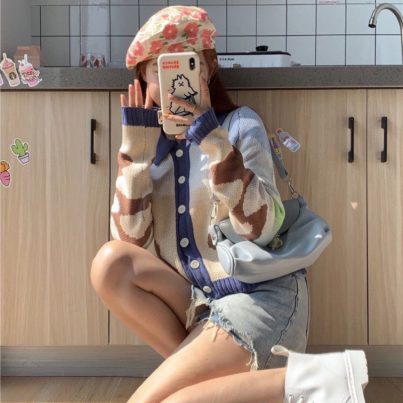 Korean Fashion lisa Pattern Long Sleeve Croptop Tops