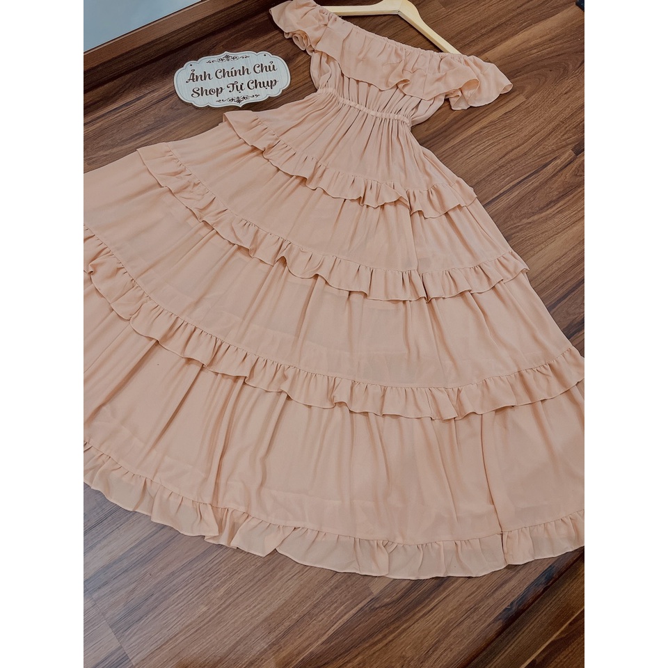 Đầm Maxi Nhún Bèo Bẹt Vai