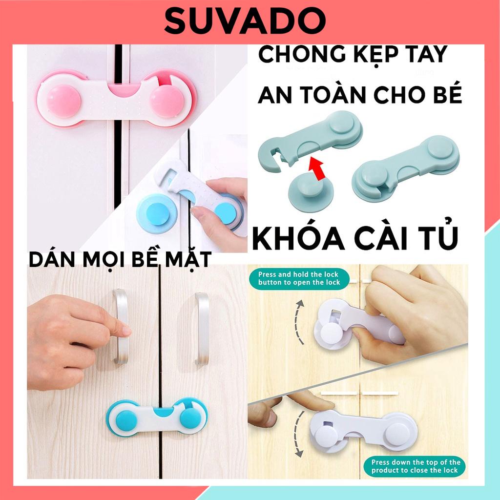 Đai Khóa chốt gài Tủ Lạnh, Khóa Ngăn Kéo, Khóa Cài Cửa Tủ Đồ Chốt cài an toàn cho bé chống kẹp tay KC1 SUVADO