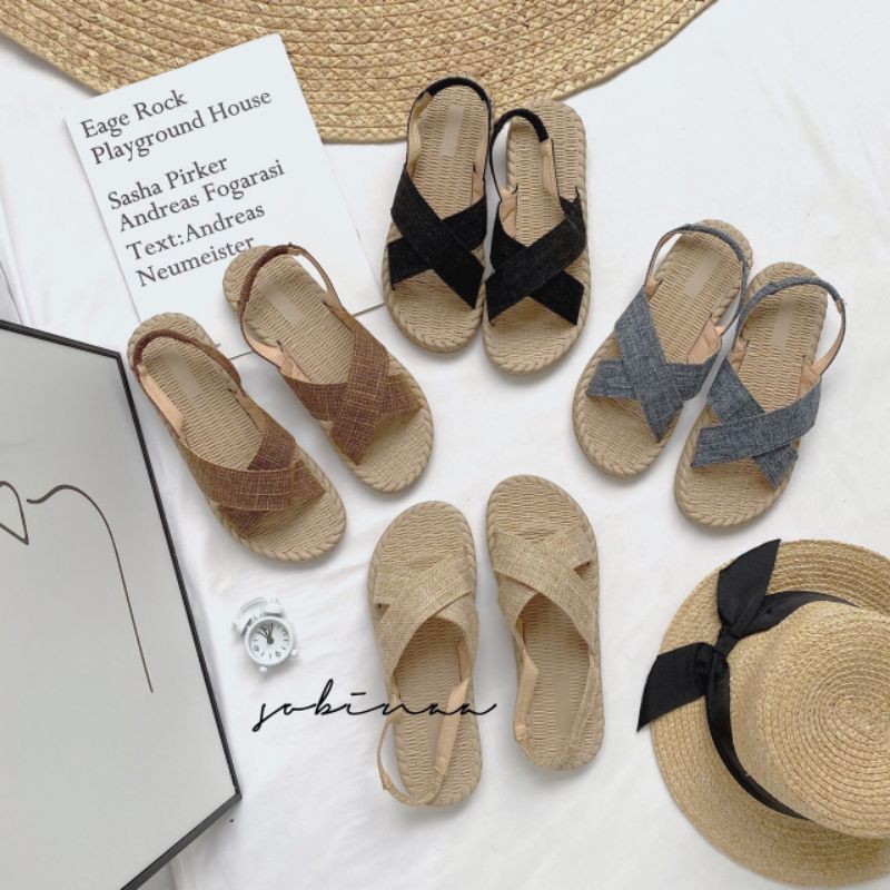 Sandal chéo giả cói