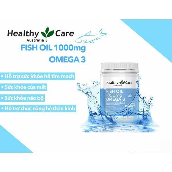 Viên dầu cá bổ sung DHA, tốt cho xương khớp cho người từ 6 tuổi trở lên Healthy Care Fish Oil Omega-3 1000mg, Úc | Thế Giới Skin Care